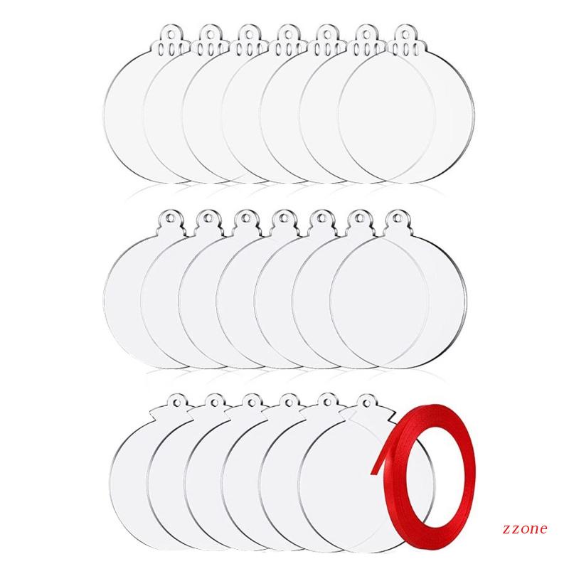 30 Pcs Ornamen Disk Kosong Bahan Akrilik Ukuran 7.5cm / 2.95in Untuk Kerajinan Pohon Natal