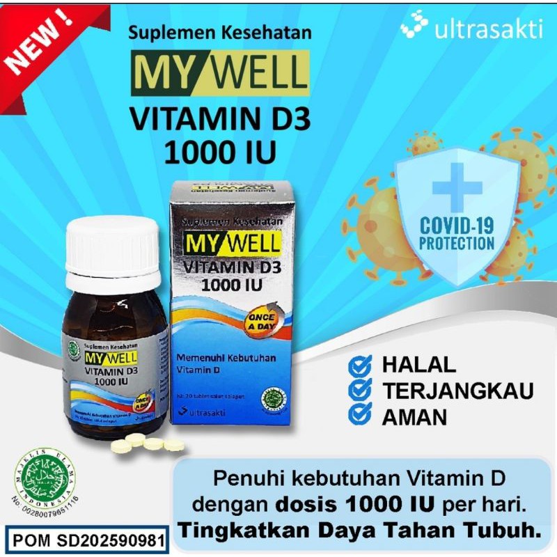 MY WELL / MYWELL VITAMIN D3 1000 IU ISI 20 TABLET SUPLEMEN KESEHATAN