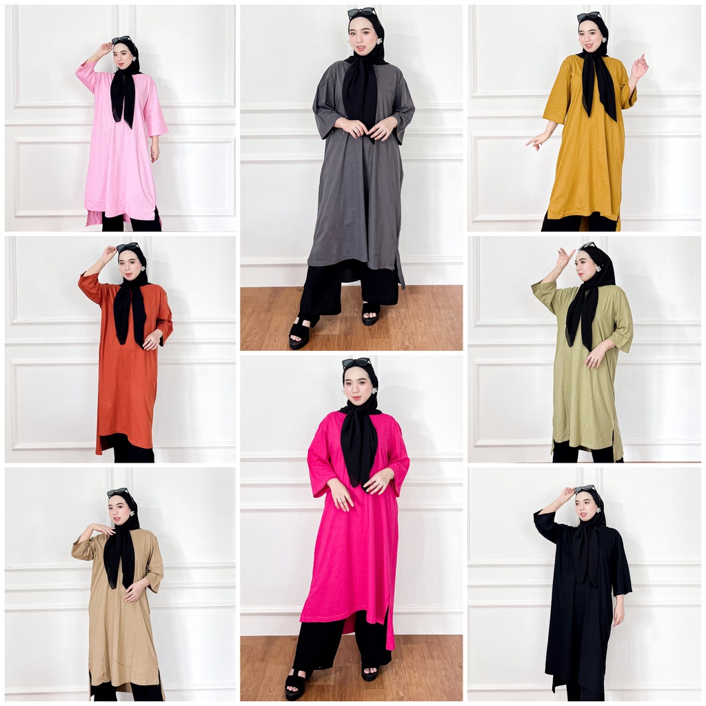 PESONA NEUM24 | TUNIK POLOS TERBARU | POLOS PANJANG | LONG TUNIK POLOS | kaos panjang muslim