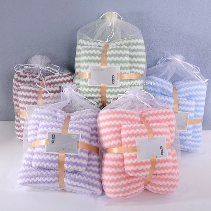 [HY.OLSHOP12] Handuk Set 2in1 New Motif Zigzag Handuk Mandi &amp; Wajah Handuk Mandi Dewasa