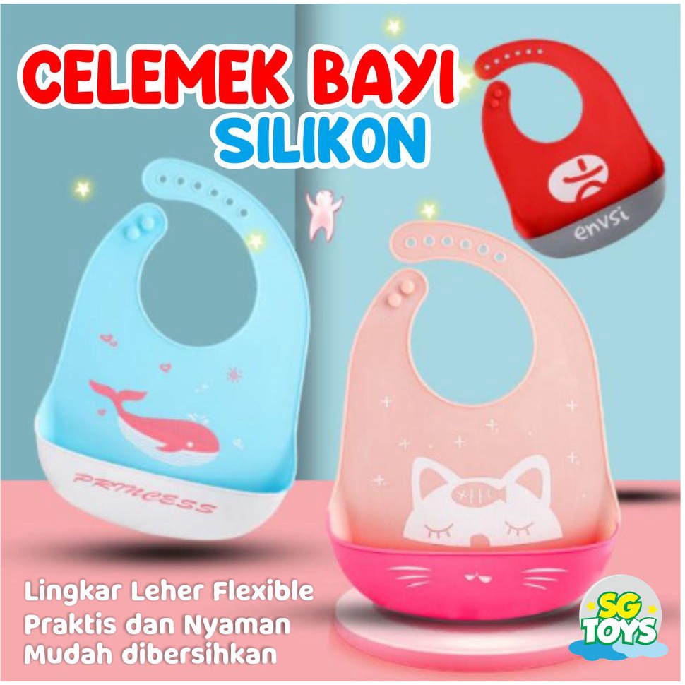 Celemek Makan Bayi Premium | Slabber Bayi Waterproof | Celemek Bayi Silikon | Celemek Bayi Silicon |