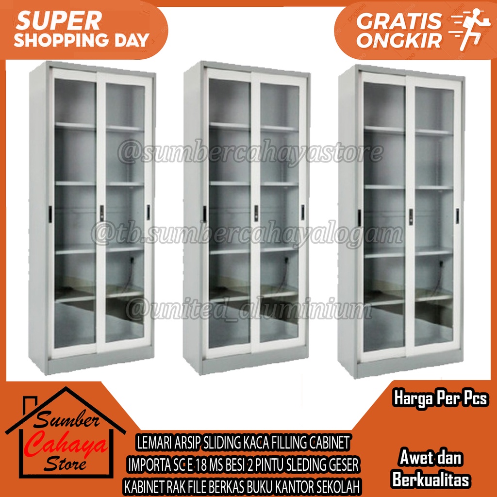 Jual LEMARI ARSIP SLIDING KACA FILLING CABINET IMPORTA SC E 18 MS BESI ...