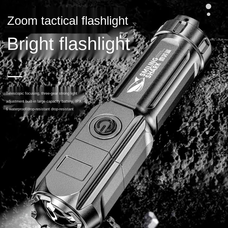 Lampu Senter Led T6 Portable Super Terang Zoom Bahan ABS Anti Air USB Rechargeable Untuk Outdoor / Camping