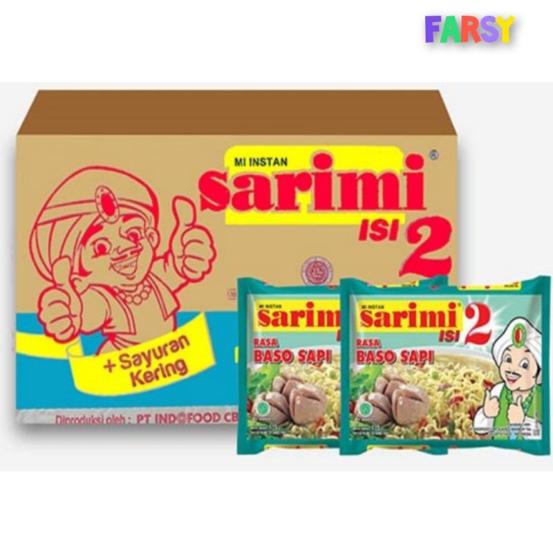 

NOODLES/MIE INSTANT SARIMI ISI 2 KUAH RASA BASO SAPI KEMASAN DUS ISI 24 PCS