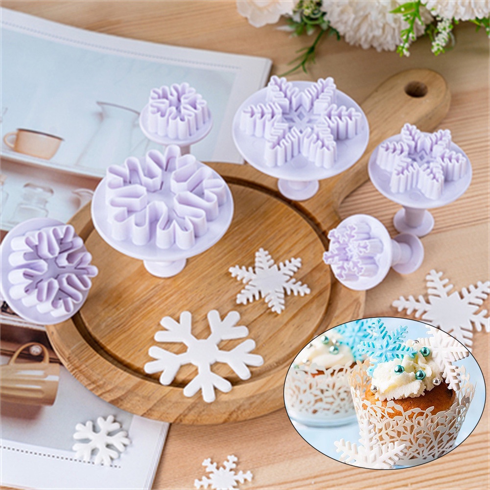 3 Pack Cetakan Kue Kering Fondant Bentuk Snowflake Natal Untuk Rumah Tangga