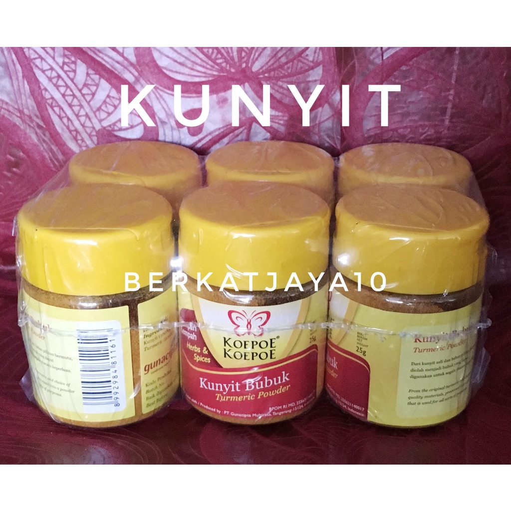 Kunyit Bubuk 25 Gram (isi 6 Pcs per pack) Koepoe Tumeric Powder Kupu