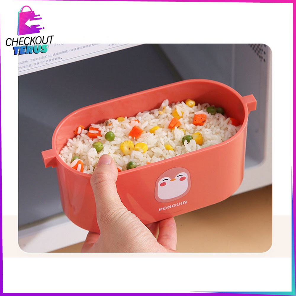 CT C699 Tempat Makan 950ML Box Bento Set 2 Susun Free Sendok Anti Tumpah Dengan Pegangan Lunch Box Set Double Layer Portable