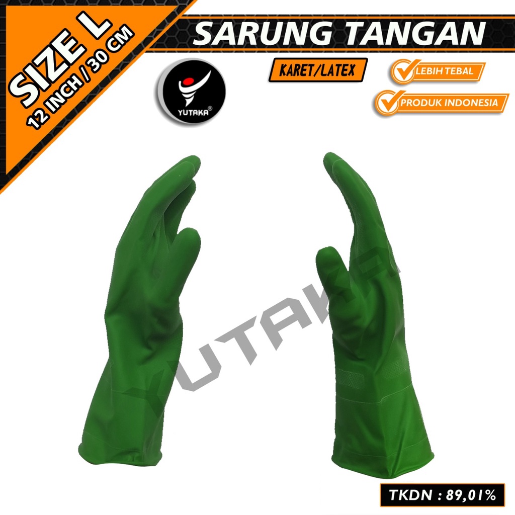 SARUNG TANGAN KARET 12 INCH warna hijau muda/sarung tangan karet cuci piring termurah 12 inch