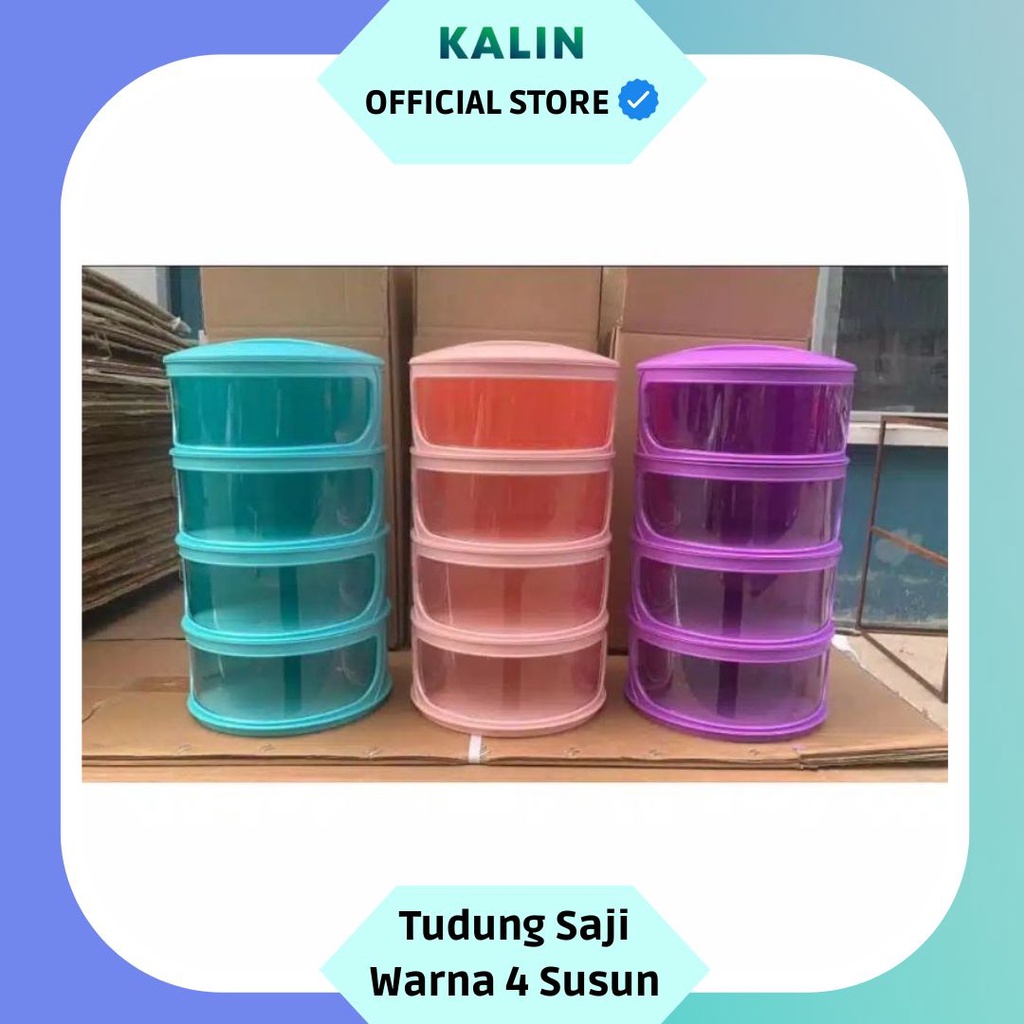 Tempat Makan - TUDUNG SAJI WARNA 4 SUSUN - TEMPAT WADAH MAKANAN MODERN - BISA COD - GRATIS ONGKIR - 