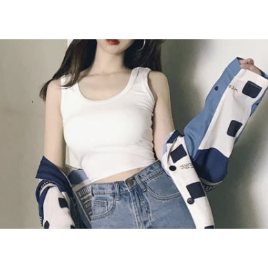 MARKAS BRA521 Tanktop Kaos Crop Top Rajut Kamisol Tanpa Lengan Croptop Camisole OOTD Casual