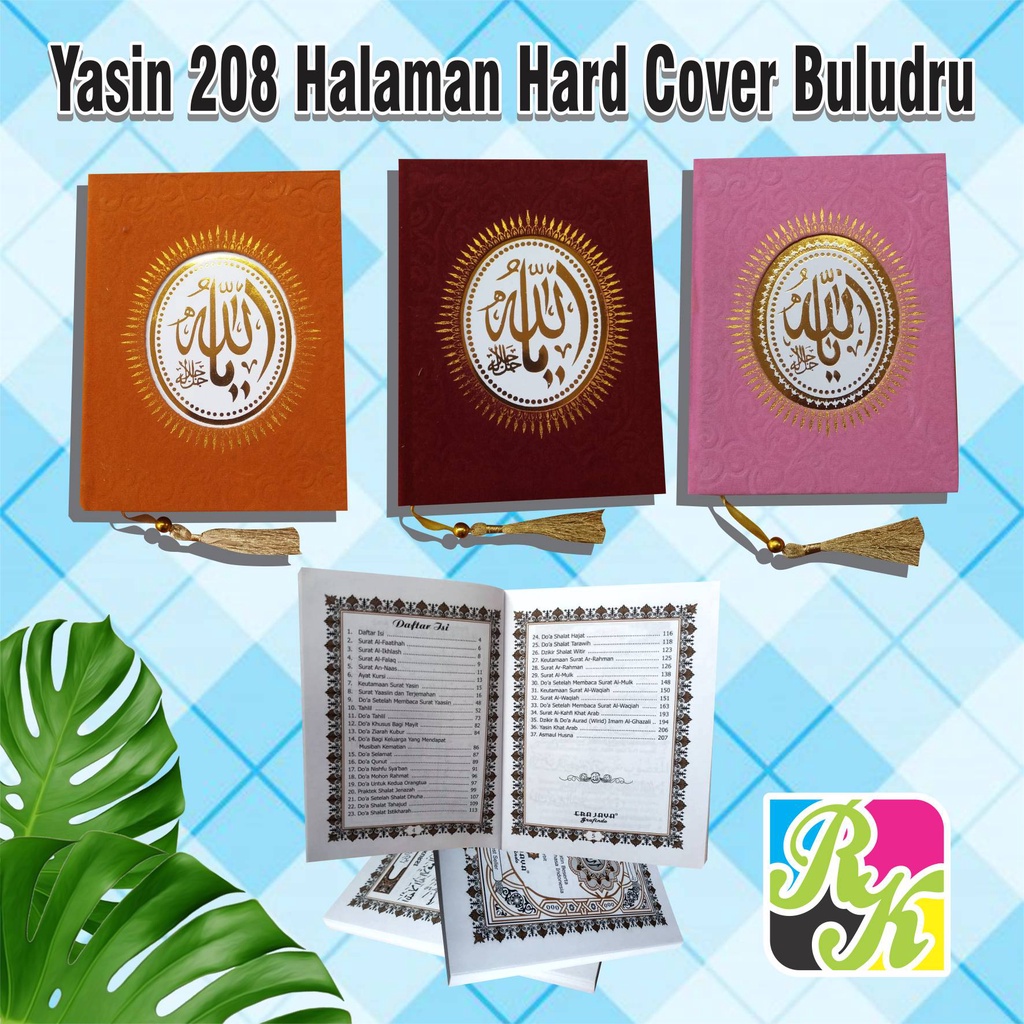 Cetak Yasin Dan Tahlil Hard Cover Buludru Isi Bahan HVS 208 Halaman Dilengkapi Sisipan