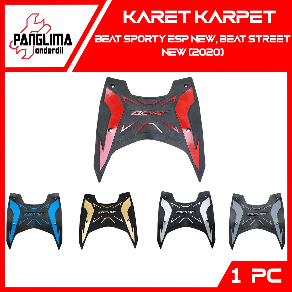 Karet Karpet Beat FI LED Sporty-Street K1A eSP New 2020 Warna Merah-Biru-Emas-Silver-Abu Injekan-Pijakan-Alas Kaki-Bordes