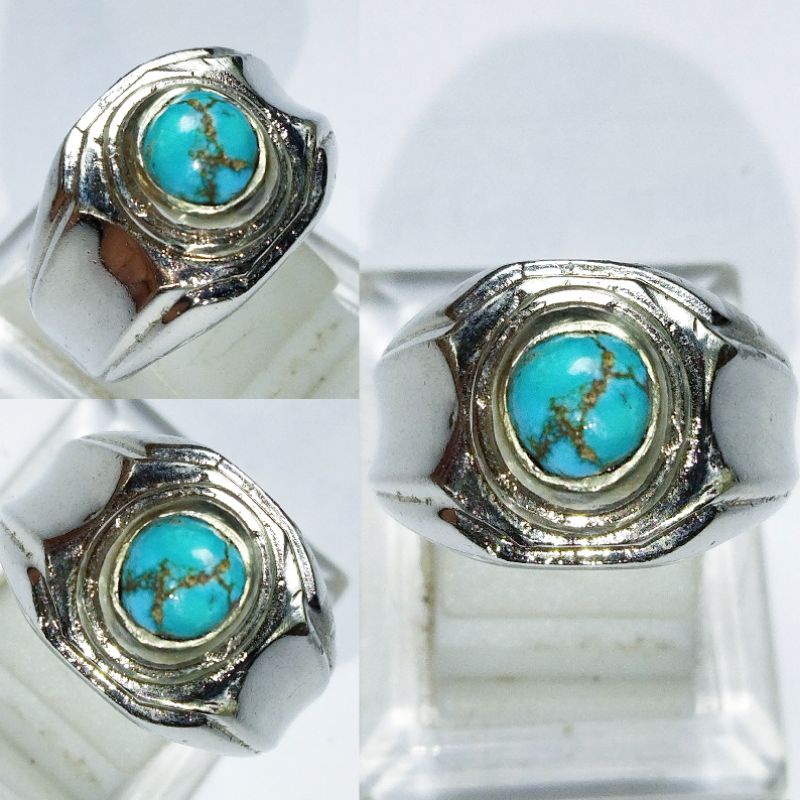 Cincin Batu Pirus Persia Natural Asli 100% Original Kualitas Super Istimewa