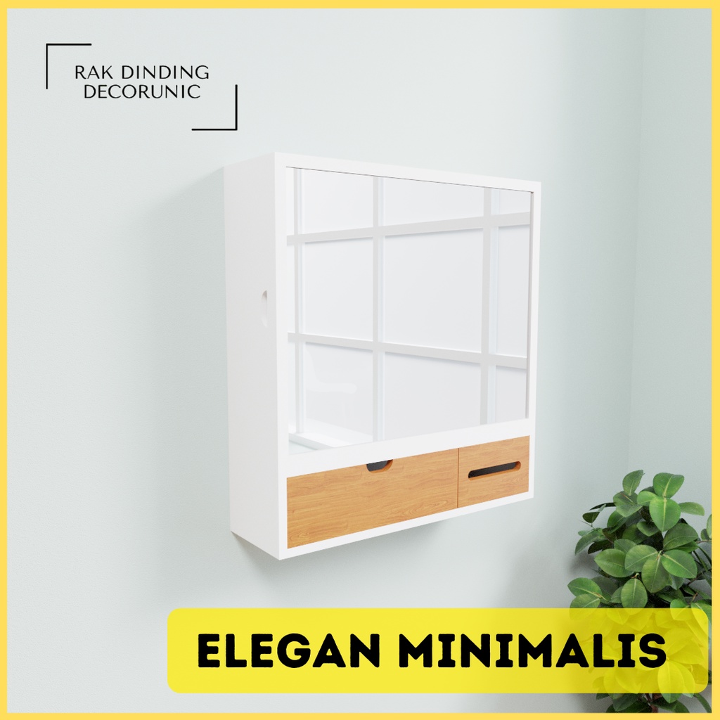Rak Make Up Dinding Minimalis dengan Kaca Cermin Lemari Penyimpanan dinding Minimalis Modern - Willo