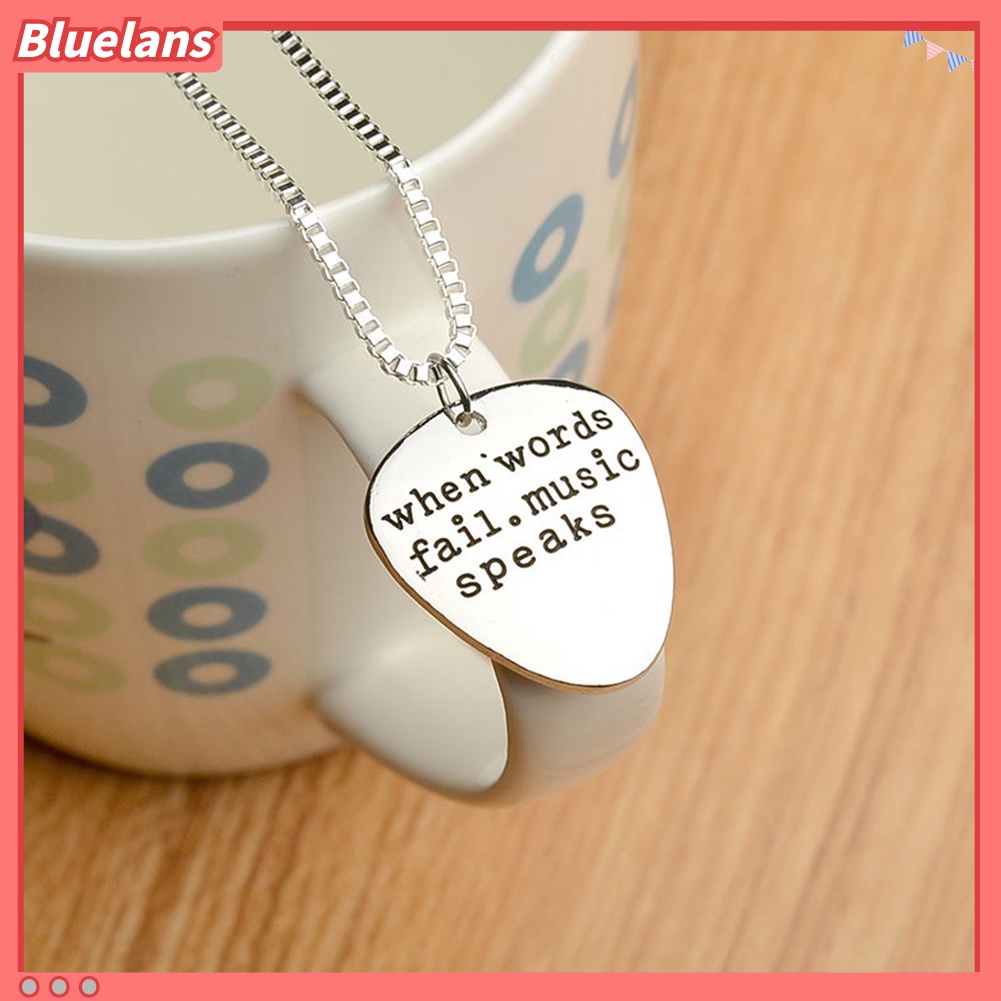 Bluelans Men Women When Words Fail Music Speaks Guitar Pick Pendant Necklace Jewelry