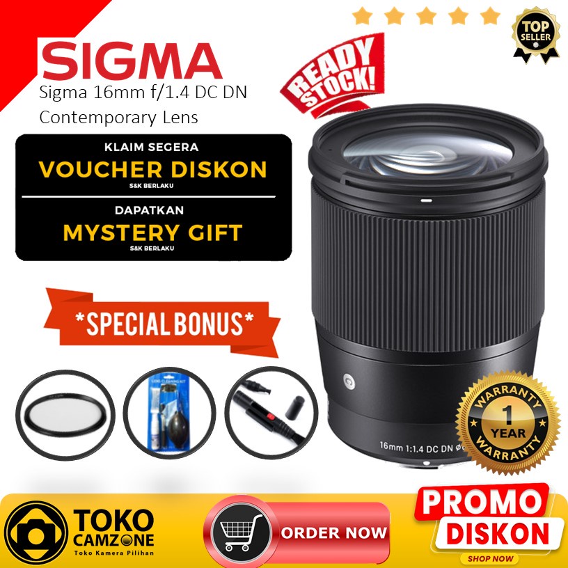 Jual Lensa Sigma 16mm f1.4 DC DN Contemporary for Sony E Mount + PAKET | Shopee Indonesia