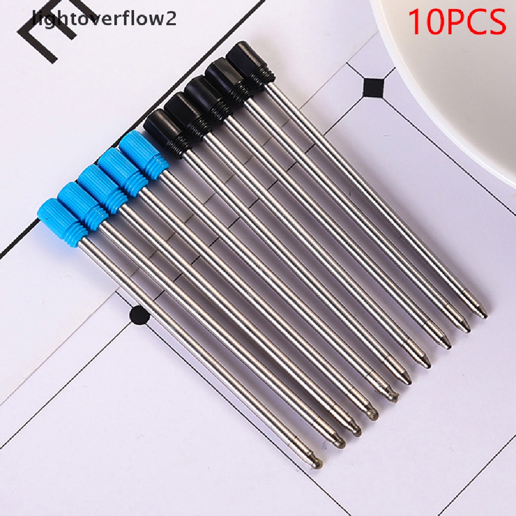 (lightoverflow2) 10pcs / Set Bolpoin Tinta Isi Ulang 7cm 0.5mm Bahan Metal Untuk Stationery Sekolah / Kantor