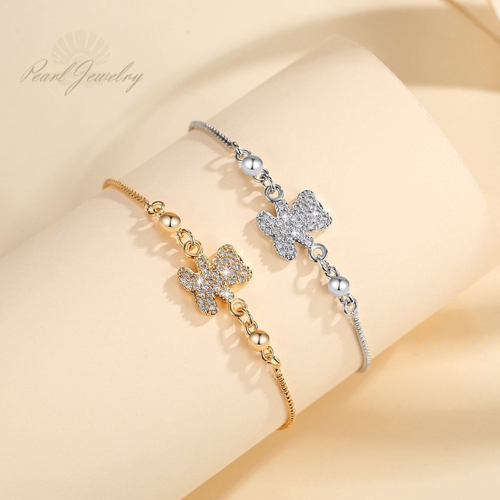 Y761 [COD✔]Gelang Hias Beruang Kristal Gaya Korea Untuk Wanita Gelang Wanita Korea / Gelang Titanium Wanita