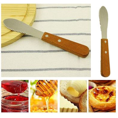 Butter Spreader Knife Pisau Oles Roti Selai Mentega Gagang Kayu
