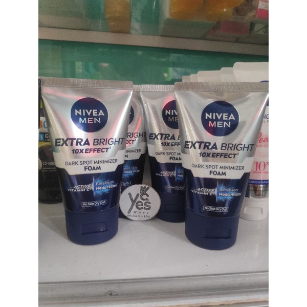 Nivea Cewek Cowok Men Extra Bright 10x Effect 100ml Dark Spot Minimizer Foam Bersihkan Noda Hitam Sabun Cuci Muka Wanita micro Serum Pria Laki Man