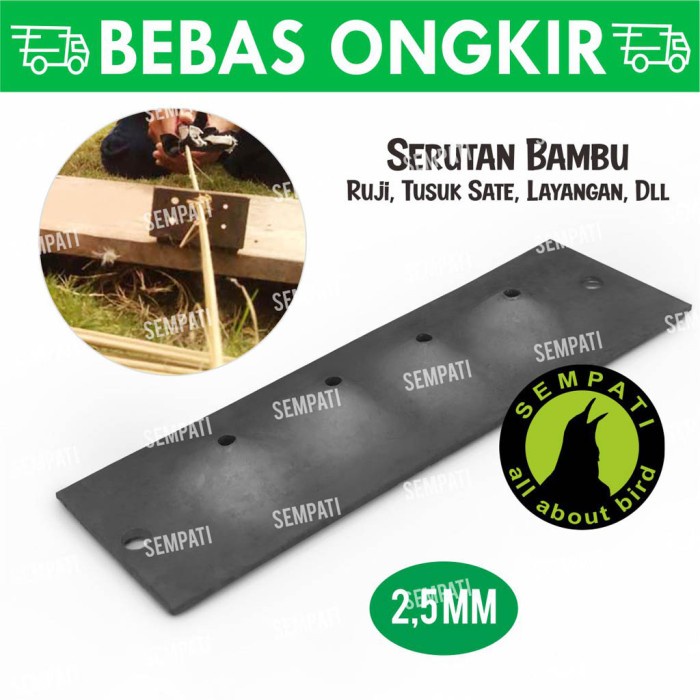 Serutan bambu ruji jeruji sangkar burung 2,5mm pisau rautan tusuk sate