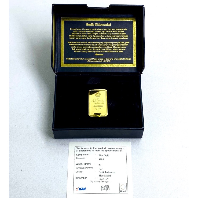 Logam Mulia Antam Batik Seri Sidomukti 20 gram, Rare Barang Langka