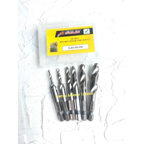 SOLID 6 PCS SET Mata Bor Tap Drill Bit Pembuat Ulir Baut 6pcs