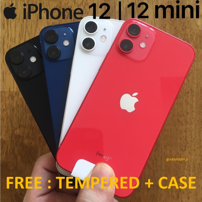 [ Hp / Handphone ] Second Iphone 12 / 12 Mini 64Gb 128Gb 256Gb Black Blue Green Red White Bekas /