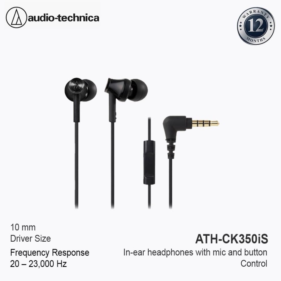 Earphone Audio Technica CK350is with Mic - Audio-Technica ATH-CK350iS