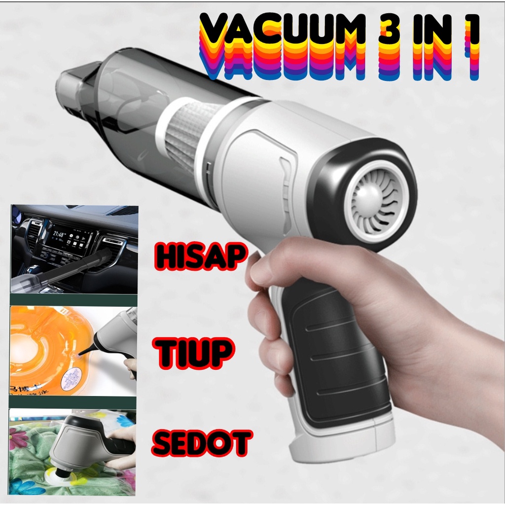 3 in 1 Vacuum Cleaner Wireless Portable, Vacum Vakuum Penghisap Debu, Vacum Mobil