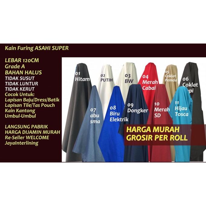 Kain furing asahi super 30 Yard Premium Lasatex Silatex APL PMTI SPTI
