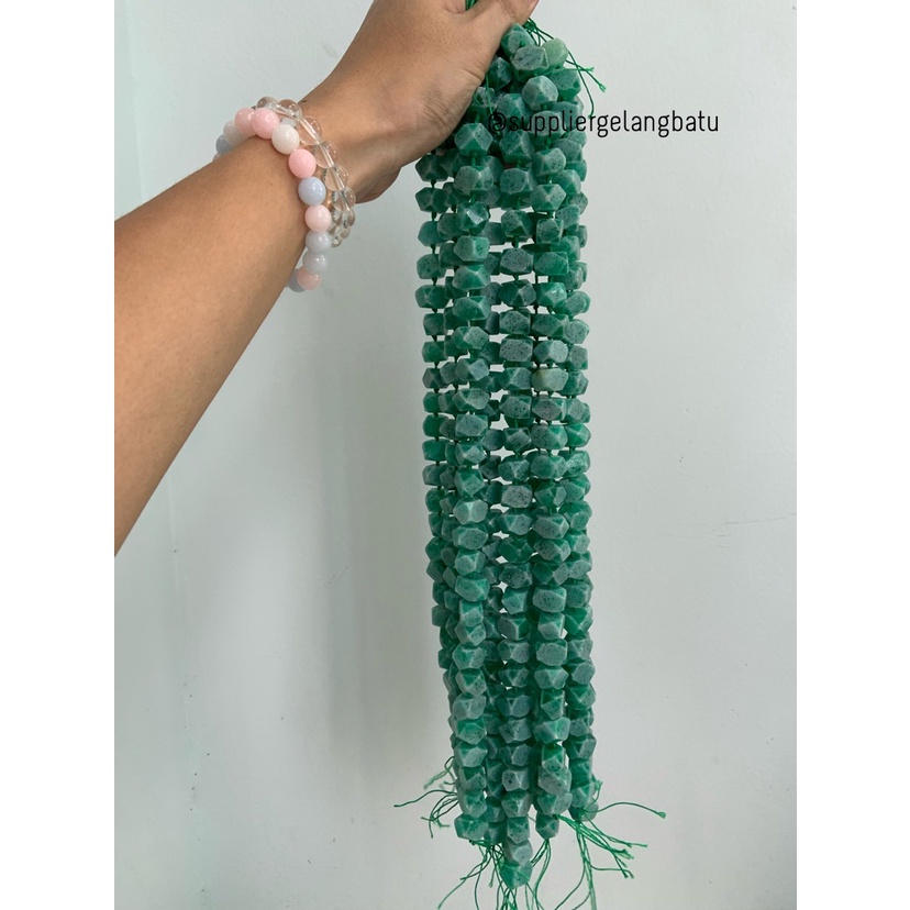 manik Batu alam GREEN JADE 15 x 12mm giok hijau bongkah bahan HEXAGON