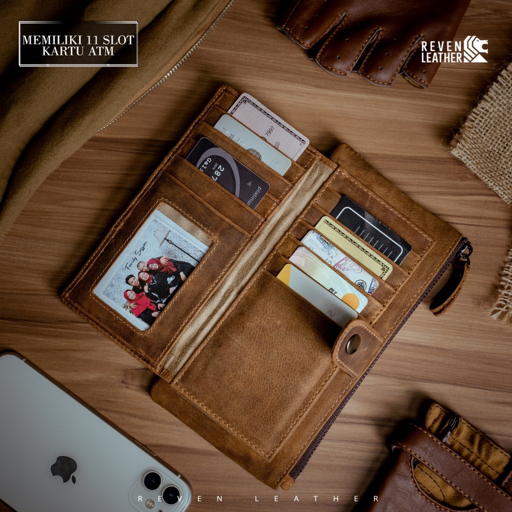 Dompet Panjang Kulit Pria Reven Bilfold Wallet Branded Original Kulit Sapi Premium Asli