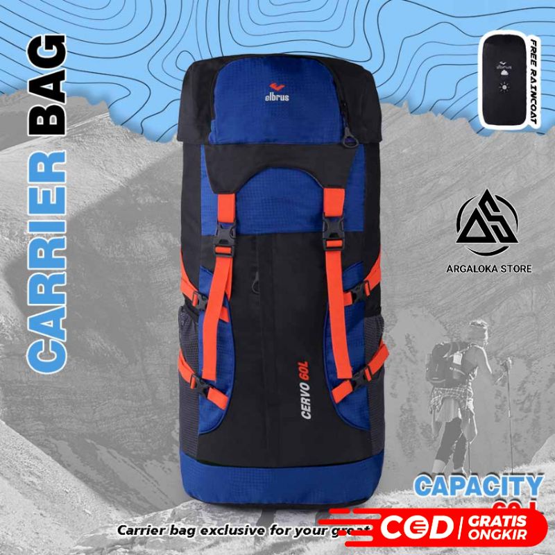 ARGL Tas Ransel Keril Carrier Gunung Pria Kapasitas 60L Tas Punggung Backpack Hiking Camping Travelling Kemping Outdoor Adventure