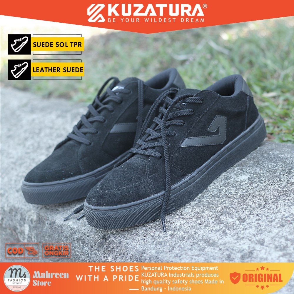 Sepatu Sneakers Casual Pria Hitam Original Kuzatura | KZS 792