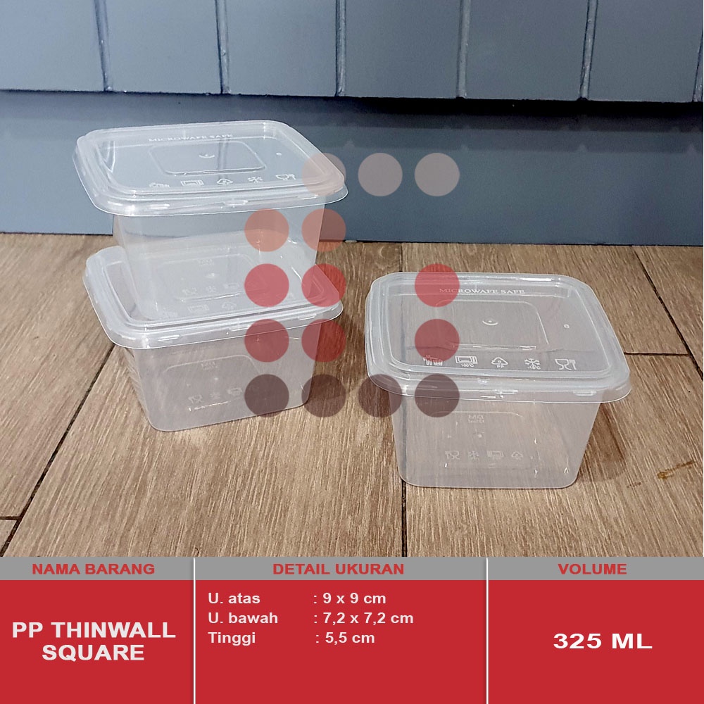 PP THINWALL SQUARE / KOTAK 325 ML ISI 25 PCS