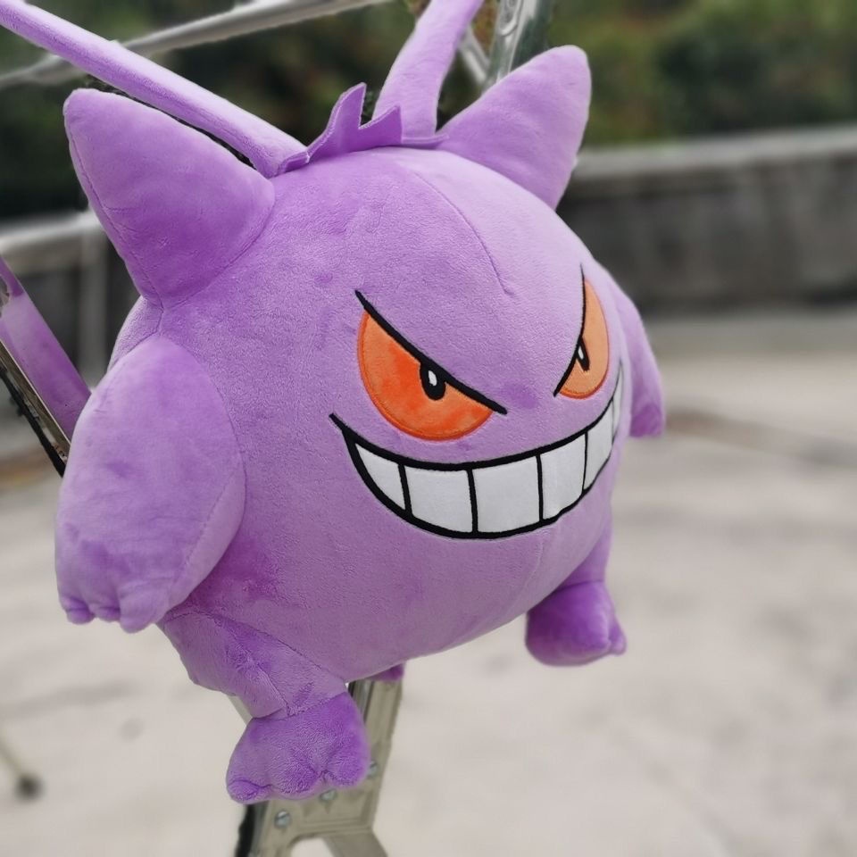 ∈❃♨Sera mengimpor Pokemon Gengar anime Gengar eye-catching ransel batu hantu boneka mewah anak laki-laki dan perempuan lucu