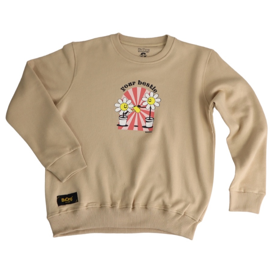 Sweater Crewneck BaOng Bestie Cream - Unisex