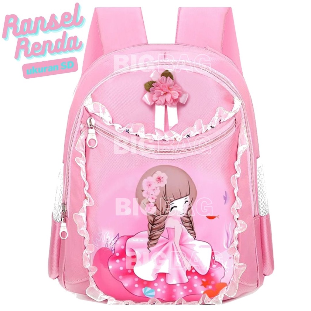 TAS RANSEL RENDA SD - TAS RANSEL SEKOLAH Tas Sekolah Anak-anak 3D - Tas Pita Renda Korea