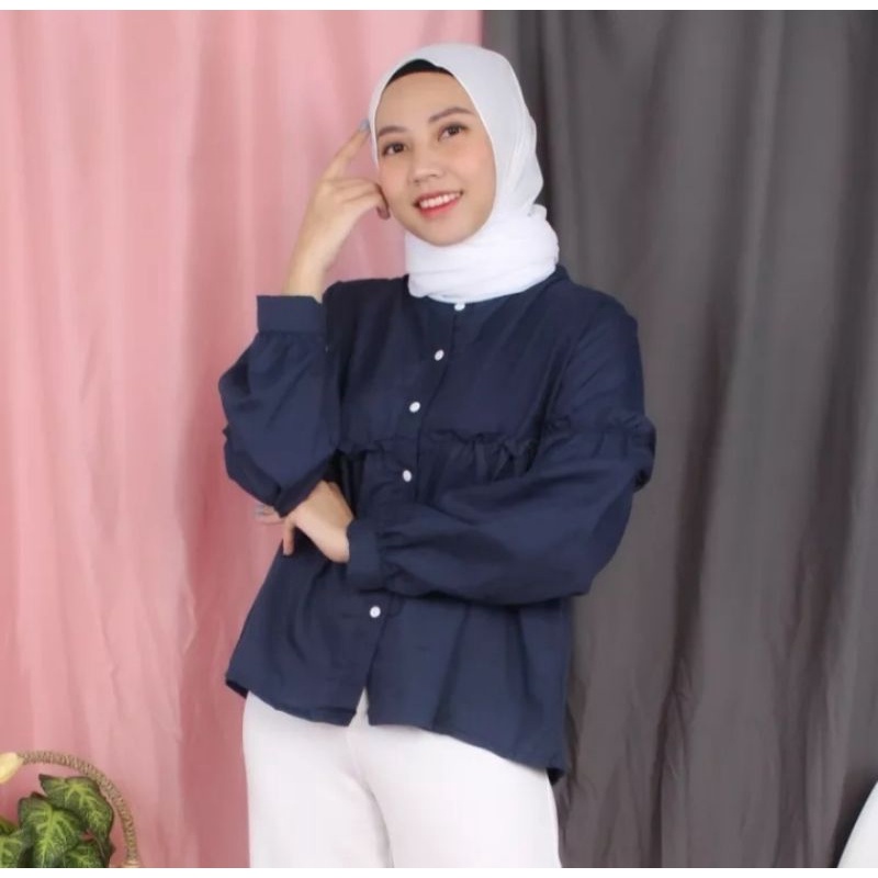 Dalova Blouse/ Atasan Kemeja Wanita/ Blouse Rempel Kekinian