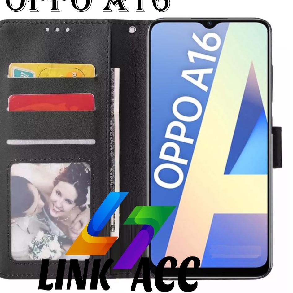 Harga Termurah NEW CASE FLIP OPPO A16 LEATHER CASE PREMIUM-FLIP WALLET CASE KULIT UNTUK OPPO A16 - C