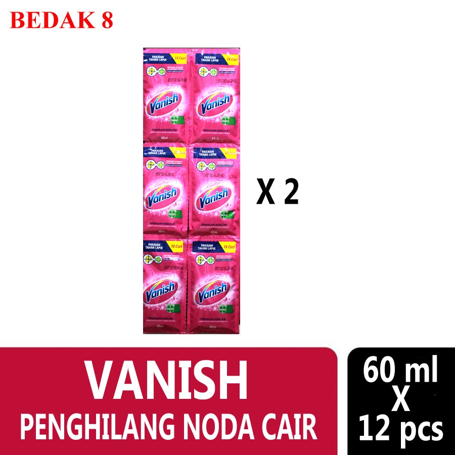 Vanish Cair Sashet 60 ml  - Penghilang Noda Pakaian 60 ml isi 12 pcs