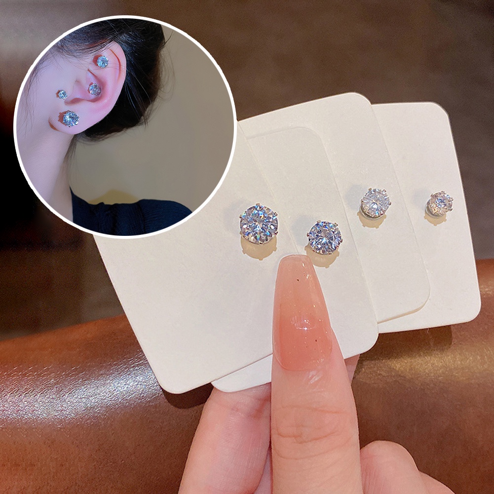 Anting Stud Magnetik Bahan Zirkon Untuk Unisex