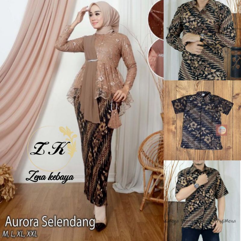 COUPLE KEBAYA MODERN COUPLE KEMEJA BATIK ANAK DAN DEWASA KEBAYA AURORA SELENDANG