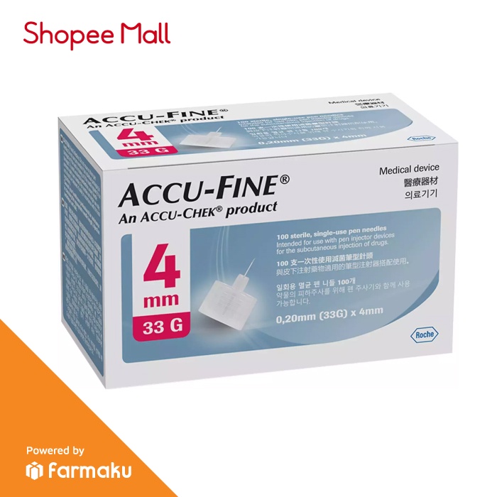 Accu-Fine Pen Needle / Jarum Insulin 33G 4mm by Accu-Chek