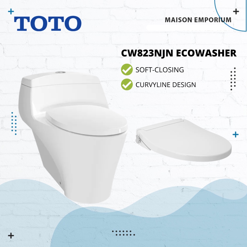 Kloset TOTO CW823NJN Ecowasher / Kloset Duduk TOTO Monoblok 823 / TOTO Rimless One Piece Toilet