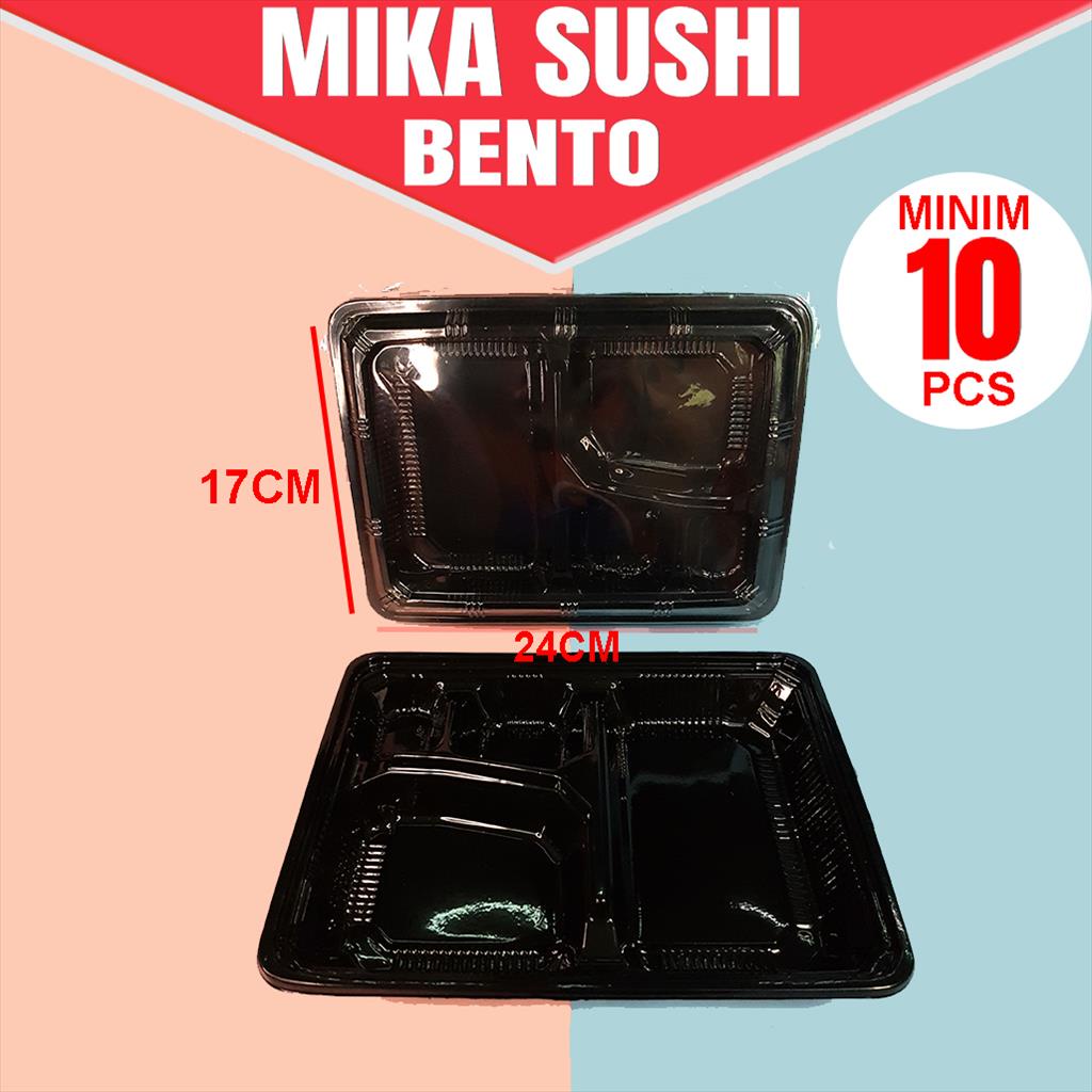 SATUAN Mika Sushi Bento / Mika Plastik 4 Sekat / Tempat Nasi