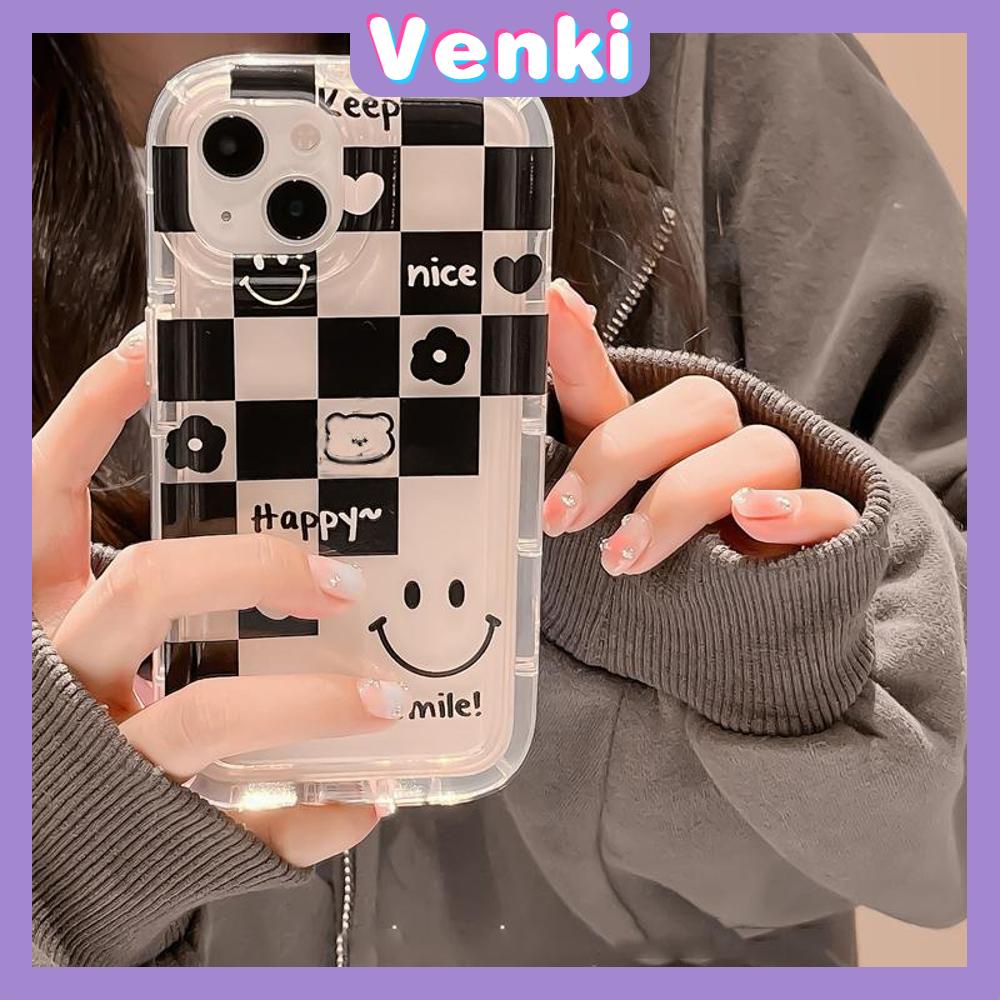 Case For iPhone 14 Pro Max TPU Soft Jelly Airbag Case Checkerboard Smiley Case Camera Protection Shockproof For iPhone 14 13 12 11 Plus Pro Max 7 Plus X XR