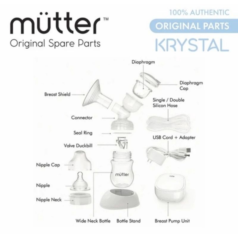 Sparepart Pompa Asi Mutter Krystal / Breast Shield Valve Mutter Breast Pump Corong Mutter