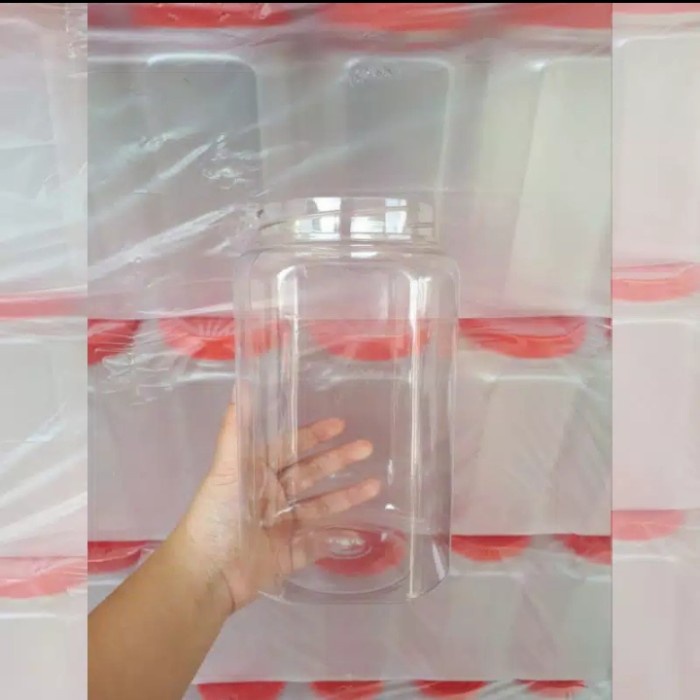 Toples Kotak 2 liter Tinggi Tebal/ Toples Ikan Cupang Bahan Putih Beni